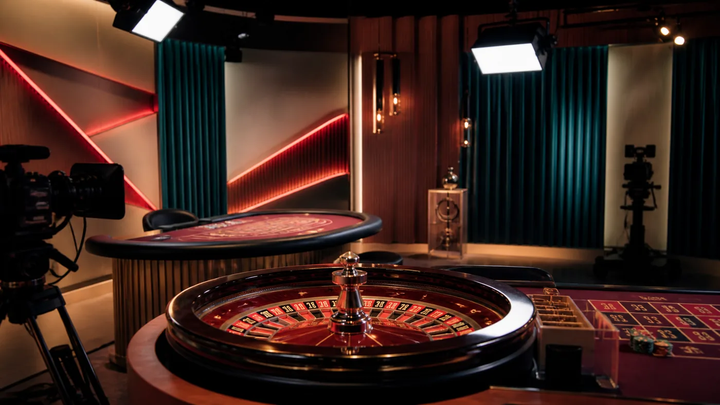 Mesa genérica de cassino ao vivo com roleta e blackjack